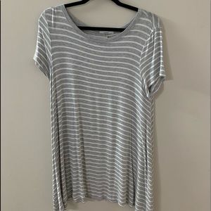 Gray and White Striped T-shirt Dress